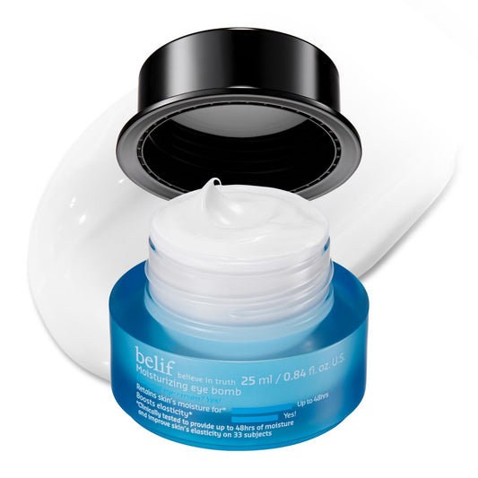 belif Moisturizing Eye Bomb Cream with Squalane, 26 hrs of Moisture, Boosts Elasticity, Increases Skin Resilience, Good for Dryness & Loss of Firmness, For Normal, Dry, Combination, Oily Skin Type