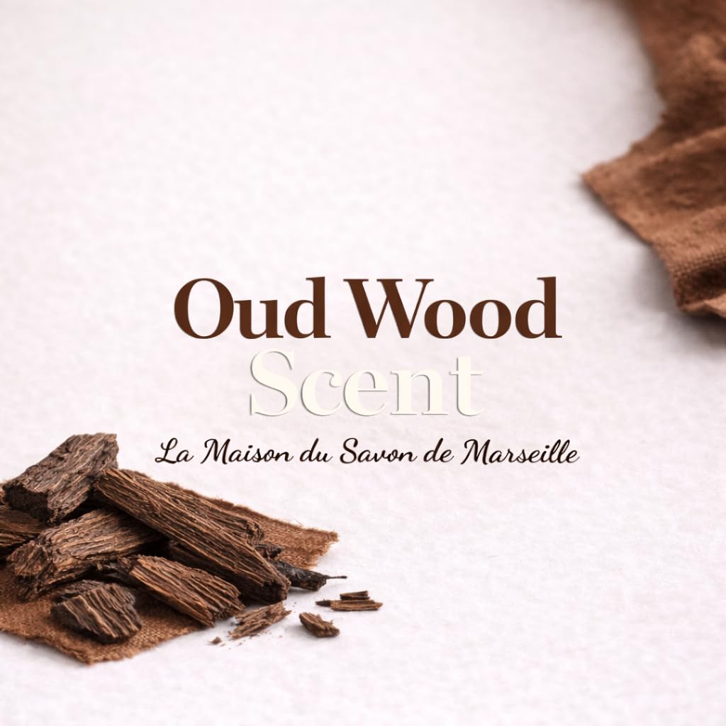 Oud Wood Soap Bars 3xPack - Enriched With Organic Shea Butter - 97% Natural Ingredients - Traditional French Milled Bar Soap Made in Provence - Gentle For Skin - 3x8.8 oz - La Maison Du Savon