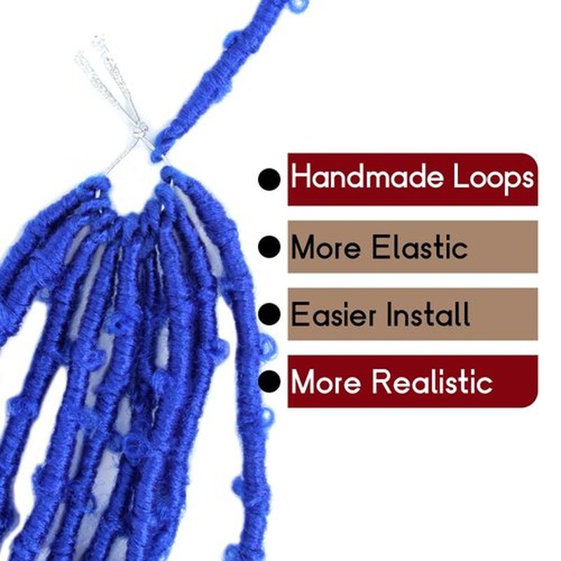 BOHOBABE 2 Packs Blue Butterfly Locs Crochet Hair 24 Inch Butterfly Faux Locs Crochet Hair Long Black Distressed Locs(2 Packs, Blue)