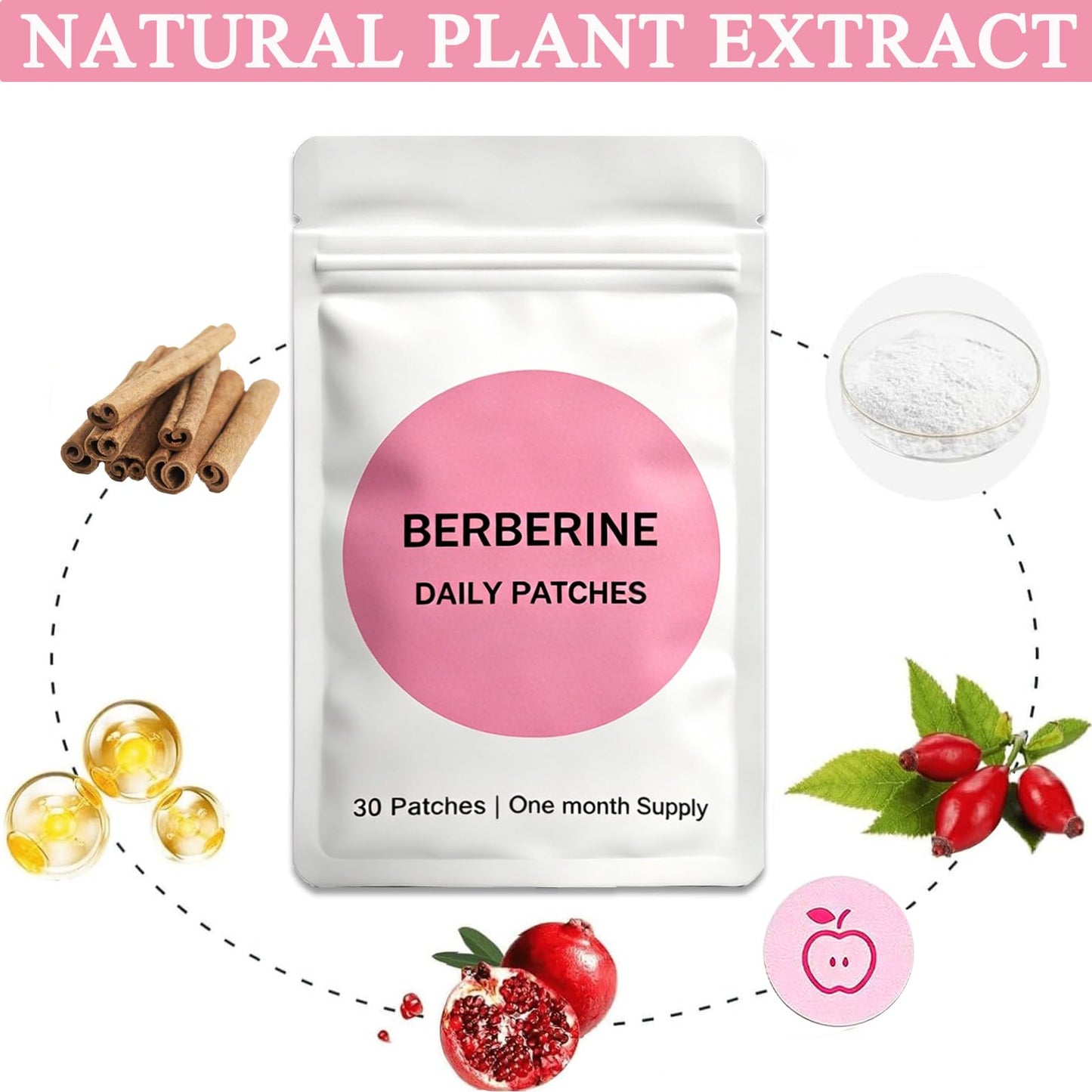 UHBGNJLO Berberine Patches, 3-Month Supply (90 Pcs) Natural Botanical Extract Patch, Daily Wellness & Metabolic Support, Gentle Transdermal Body Care for Adults