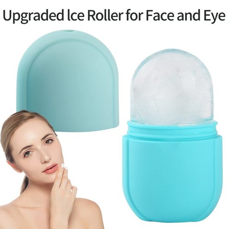 Ice Roller Mold-Ice Roller for Face and Eye，Beauty Cube Brighten Skin &Enhance Natural Glow &Remove Fine Lines，Facial Beauty Ice Roller Skin Care Tools (Oval, blue)