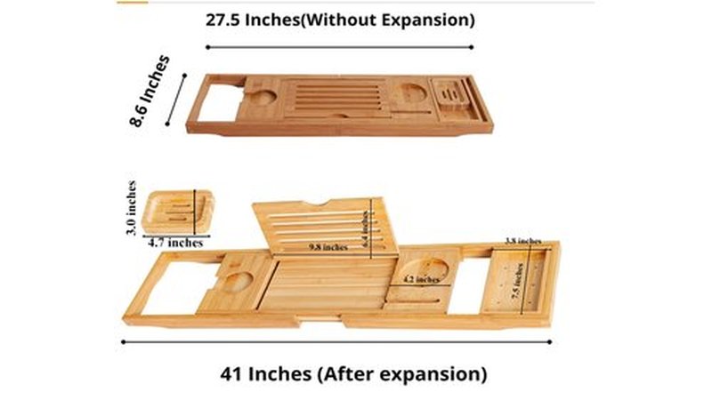 Enlux Premium Bathtub Tray Caddy - Expandable Bath Tray - Unique House Warming Gifts, New Home, Anniversary & Wedding Gifts for Couple, Bridal Shower Gift for Women