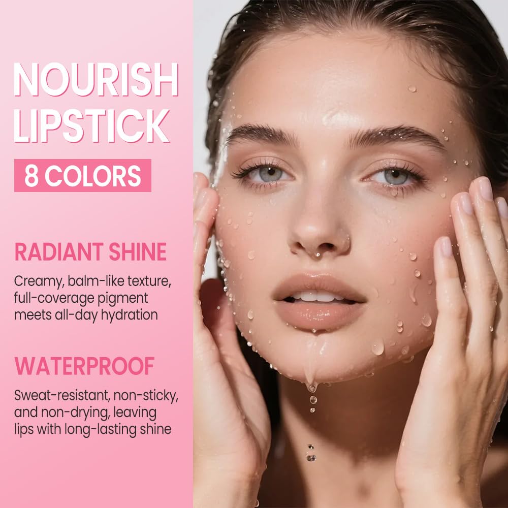 HHLTOH 2Pcs Honey Lipstick Tinted Lip Balm Set - Matte Tint Cream Lipsticks for All Skin Tones,Hydrating Lip Stain,Can be Buildable Nourishing Moisturizing Suitable for Women to Every Day Makeup 01&05