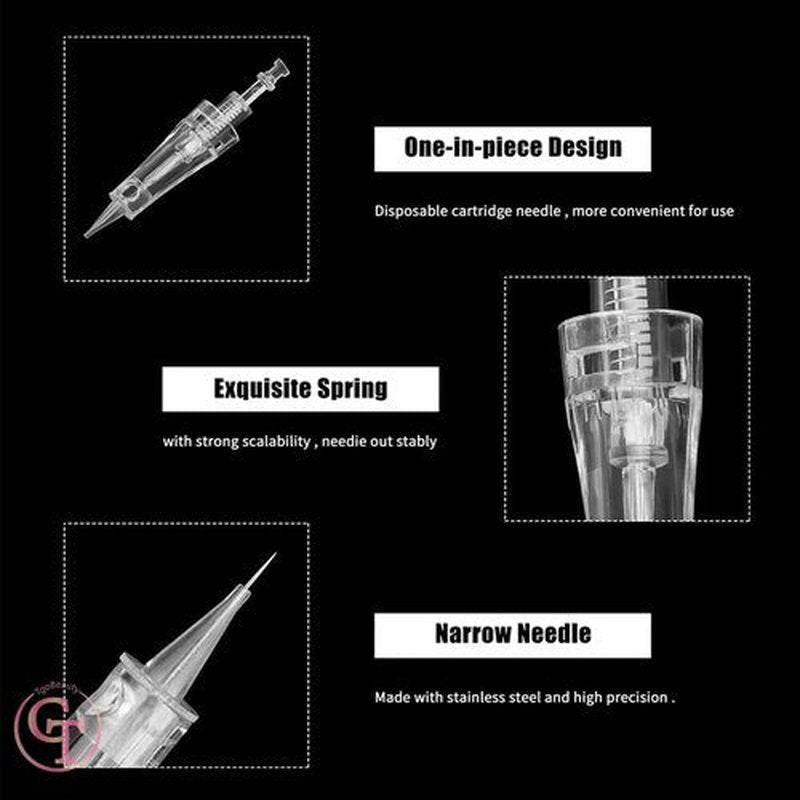 50pcs Permanent Makeup Tattoo Needle Cartridges Disposable T Shape Tattoo Needle for Digital Eyebrow/Lips/Eyeliner Tattoo Machine (0.18mm 1P)