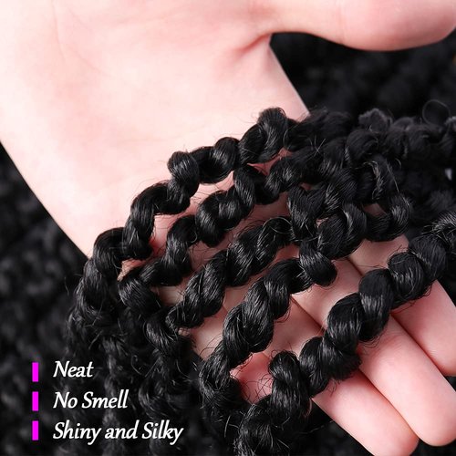 Violet Passion Twist Hair 12 Inch 7 Packs Passion Twist Crochet Hair Pretwisted Bohemian Curl Crochet Braids Synthetic Hair Extensions for Black Women (1B, 12 Inch)
