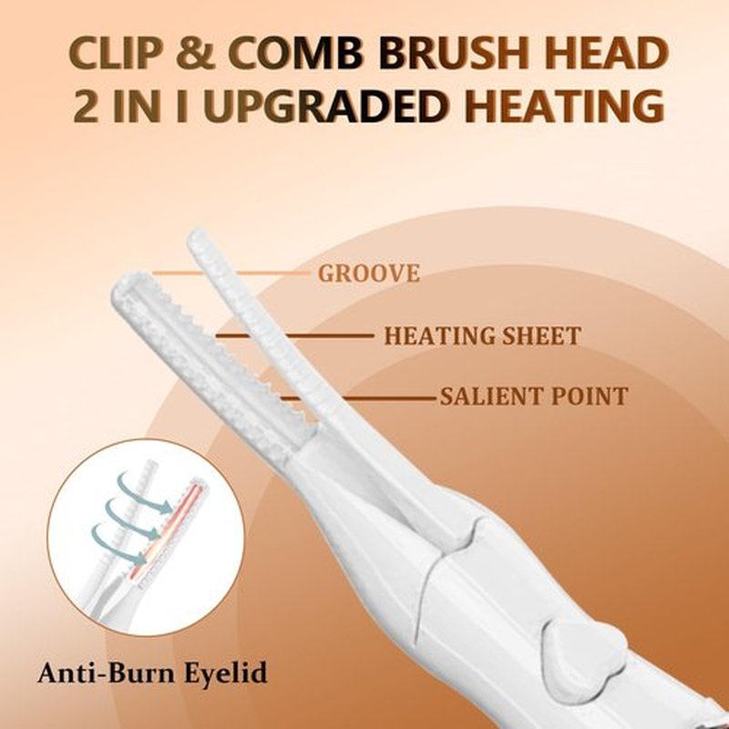 Heated Eyelash Curler - Fast Heat up in 8s - 3 Heat Modes with USB Rechargeable - Electric Eyelash Curler - 24 Hours Long Lasting (Beige)
