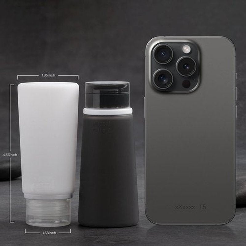 Valourgo Travel Bottles for Toiletries, Tsa Approved 3.4oz Portable Travel Bottles, BPA Free Leak Proof Travel Tubes Refillable Travel Accessories, Travel Bottle with Clear Toiletry Bag, Black, White