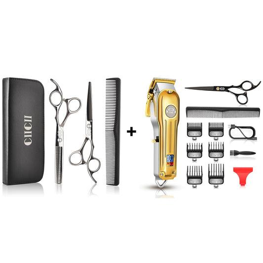 CIICII Hair Cutting Kit with Hair Clippers Set & Hair Cutting Scissors Shears Kit for Home Salon DIY Hairdressing