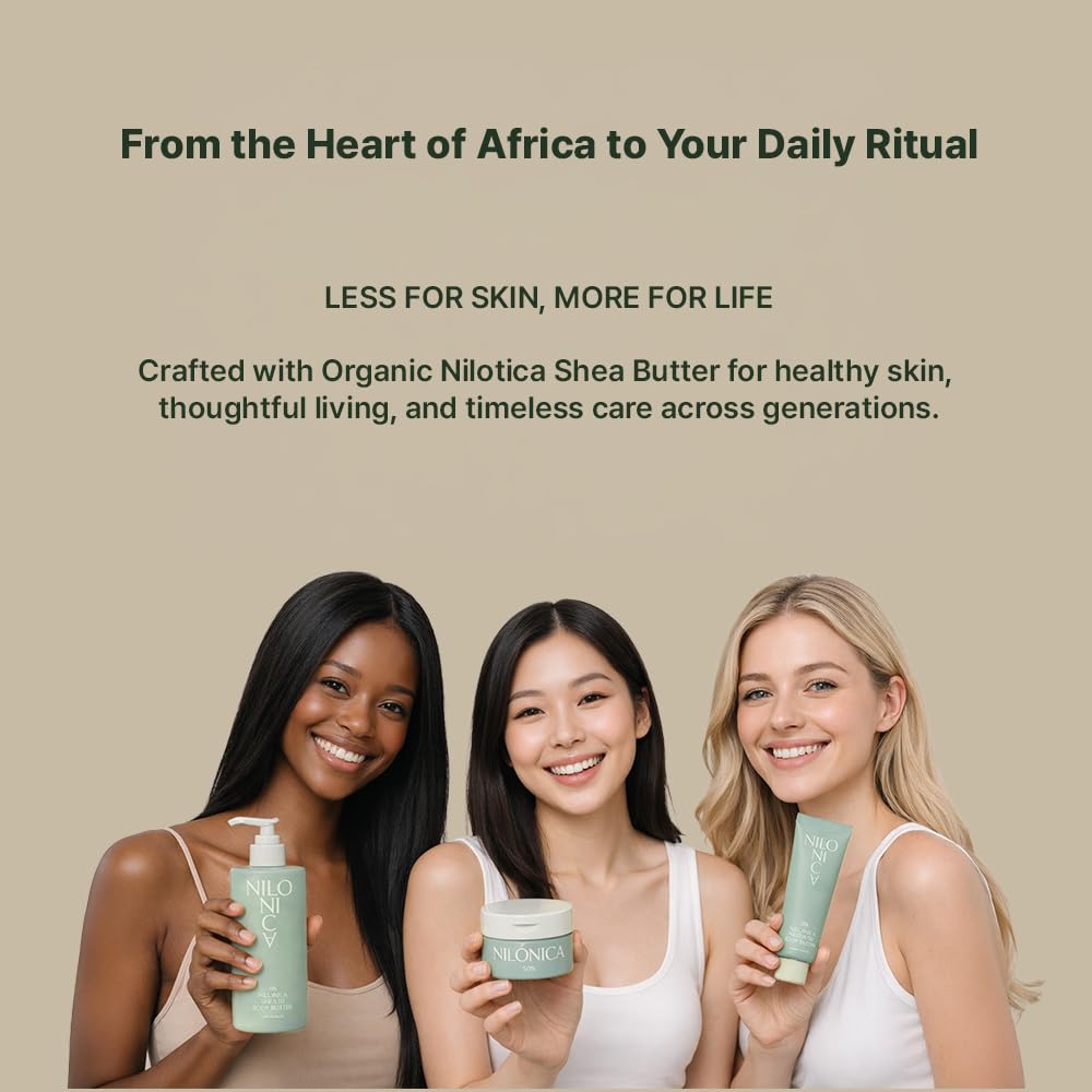 NILONICA Shea 10 Body Butter | 100,000ppm Organic Nilotica Shea Butter | Deep Hydration & Skin Barrier Support | Fast-Absorbing, Non-Greasy Daily Moisturizer | Korean Botanical Skincare | 10.14 Fl Oz