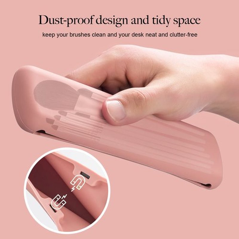 Travel Essentials Makeup Brush Holder, Portable Make Up Organizer, Silicone Cosmetic Bag, Soft and WaterProof Small Makeup Brush Pouch