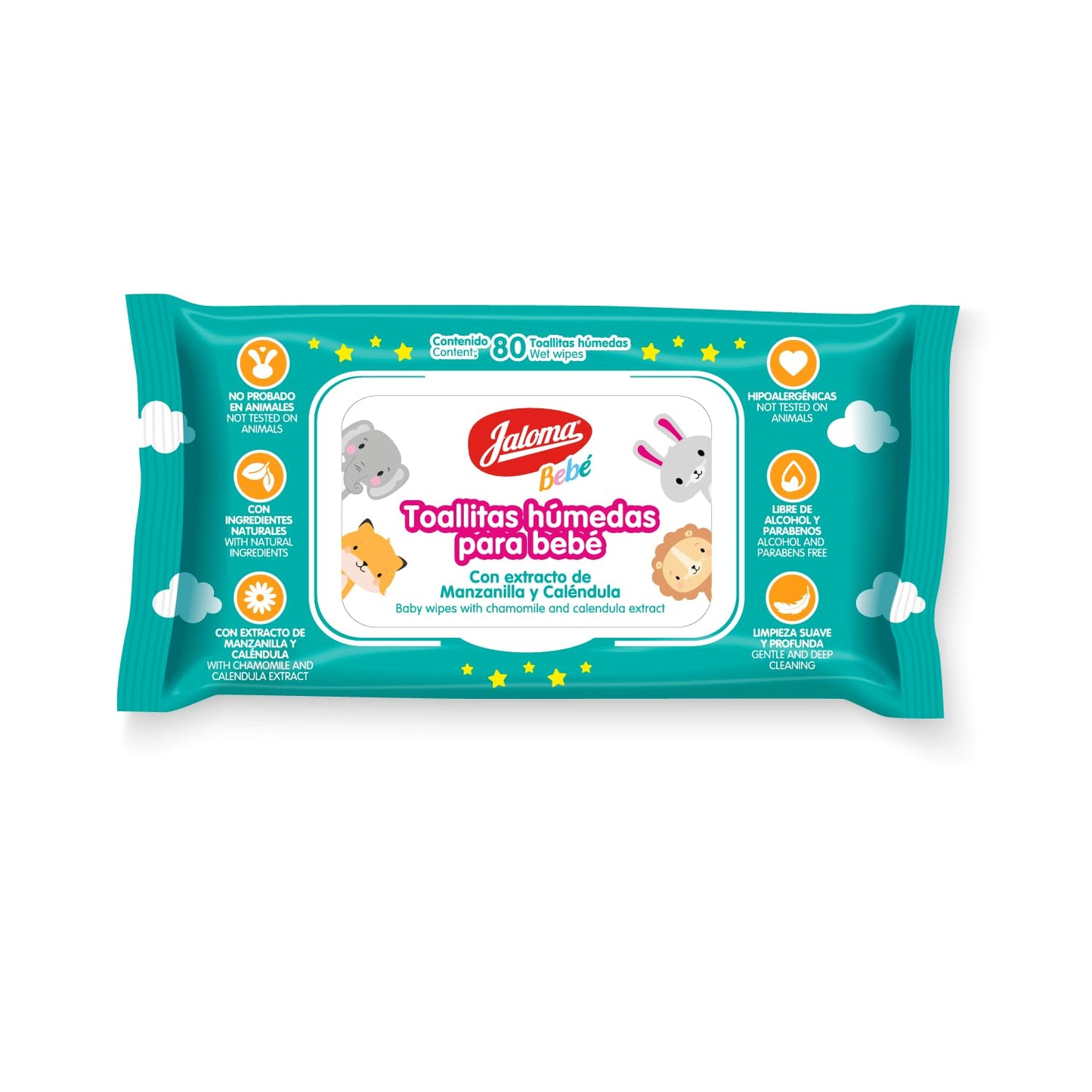 JALOMA Baby Wipes with Chamomile and Calendula Extract, Hypoallergenic and Paraben Free, Pack of 3, 80 Wet Wipes Each (240 Count)