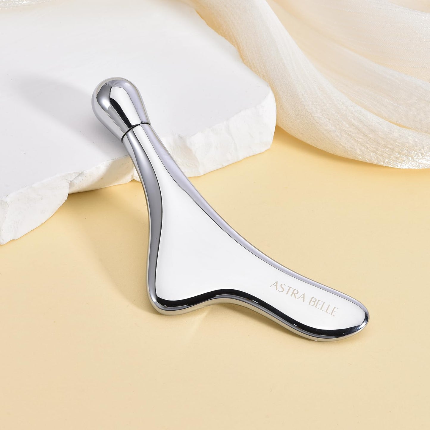 ASTRA BELLE 3-in-1 Facial Sculpting Gua Sha, Eye Roller for Puffy Eyes, Cream Applicator for Lift, and Contour | Facial Massage, Used for Face, Under Eyes, Neck, and Jaw with Travel Pouch or Case