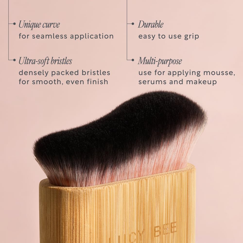 Lucy Bee Large Blending Brush for Self Tan and Makeup, Supersoft Bristles, Sunless Tanner Kabuki Brush, Streak Free Self Tanning Applicator For Face & Body, Natural Looking Tan