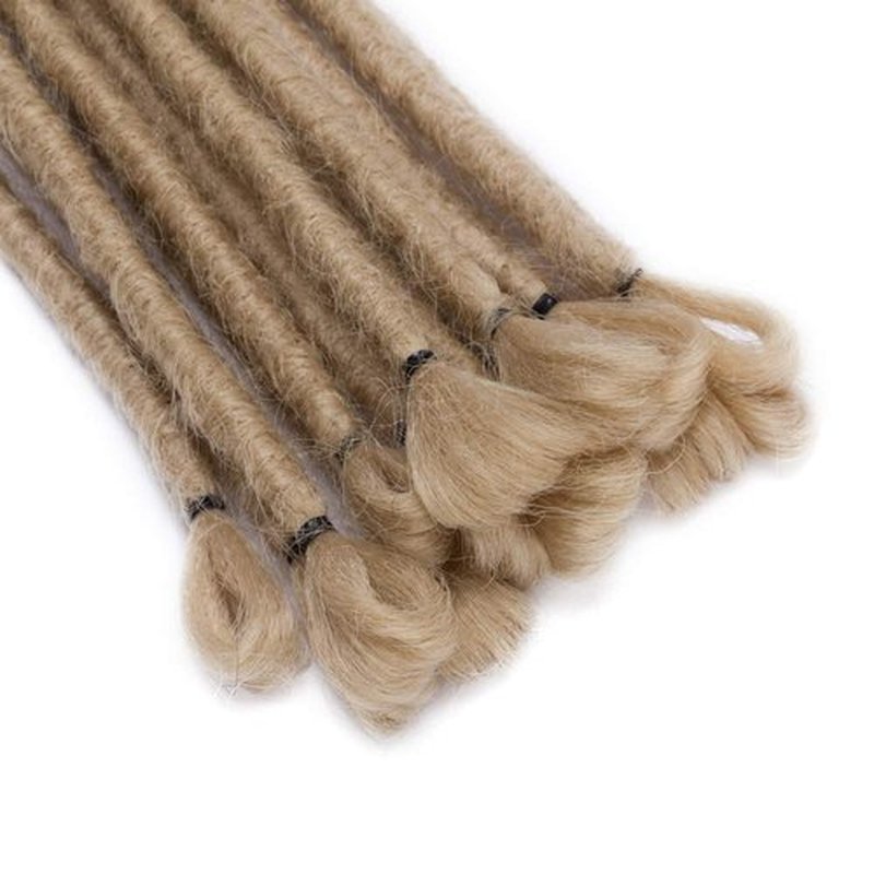 12 Inch Short Dreadlocks Extensions 5 strands Soft Handmade Faux Locs Crochet Dreads Hairpieces for Men Reggae Hip-Pop Natural Blonde