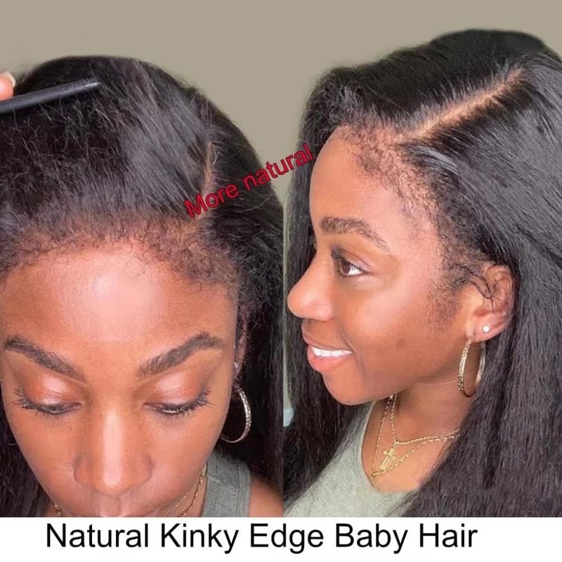Glueless Human Hair Wig - Pre Plucked 200 Density Lace Front for Black Women | 10-Inch Natural Black with Baby Hair