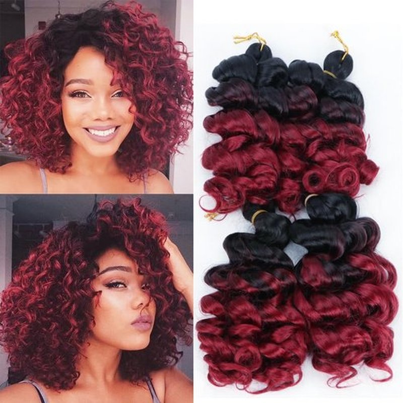 Short Italian Curl Synthetic Crochet Hair Goddess Box Braiding Boho Hairstyle Dyed Color Red 10inch 400gram Full Head Short Curly Braiding Hair (OT1B/Burg)