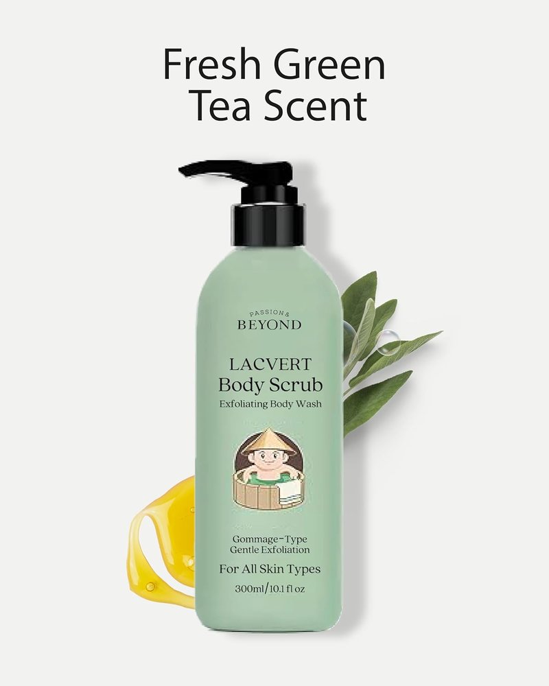Lacvert Body Scrub Peeling Gel - Green Tea Exfoliating Shower Gel | 10.1 fl oz for Smooth Skin