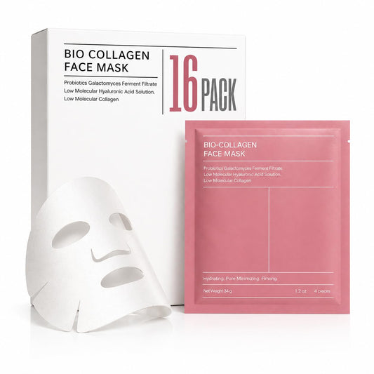 Bsovira Bio Collagen Face Mask 16 Pack – Hyaluronic Acid Korean Sheet Mask