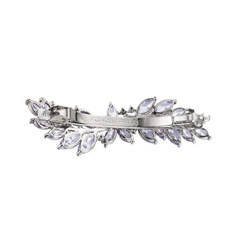 EVER FAITH Women's Marquise-Shaped CZ Hair Barrettess Hair Clips, Flower Leaf Cluster Hair Styling Tools Accessories for Bridal Light Purple Silver-Tone