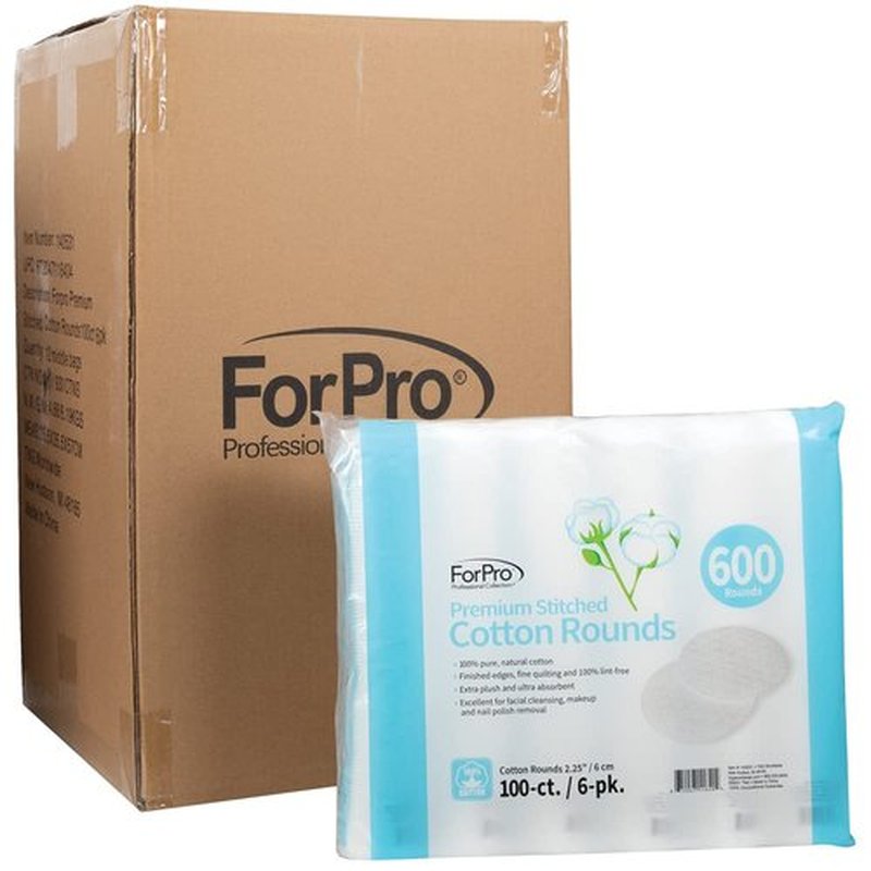 ForPro Premium Stitched Cotton Rounds (7200-Count), 100% Pure Cotton Pads for Removing Makeup, Nail Polish and Cleansing Face, Pack of 72-100 Cotton Rounds