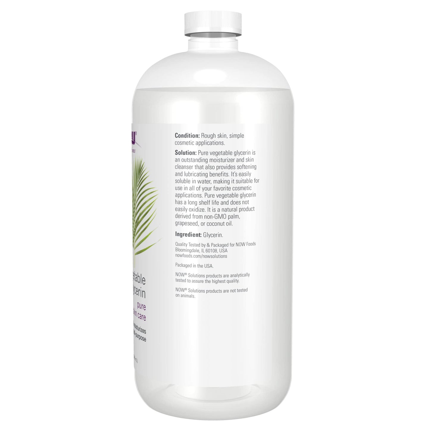NOW Foods Solutions, Vegetable Glycerin, 100% Pure, Versatile Skin Care, Softening and Moisturizing, 32-Ounce
