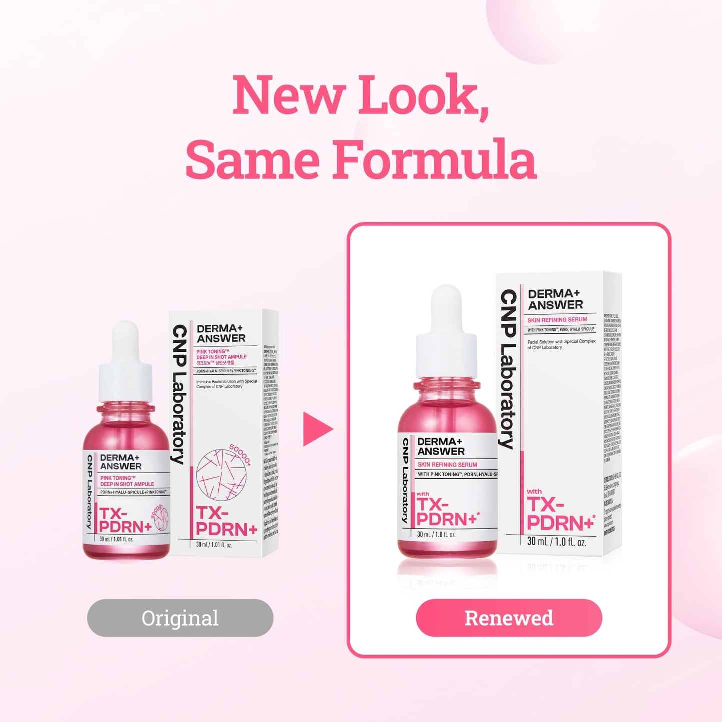 CNP PDRN + Tranexamic Acid Serum, Pink Toning Skin Booster, Niacinamide & Micro-spicules, for Glass Skin, Korean Skin Care, 1. 01 fl. oz. (Pink)