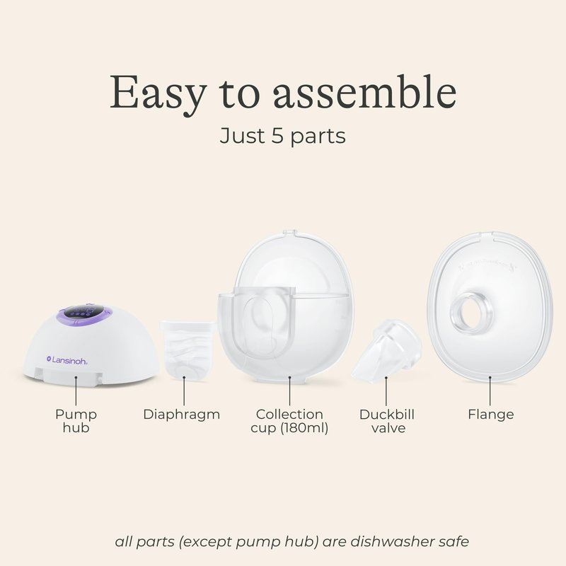 Lansinoh Discreet Duo Wearable Breast Pump, Hands Free Breast Pump, 4 Pumping Modes, 9 Levels Hospital Strength Suction, LED Display, Leak-Resistant Design, 2 Breast Flange Sizes Included: 24mm & 21mm