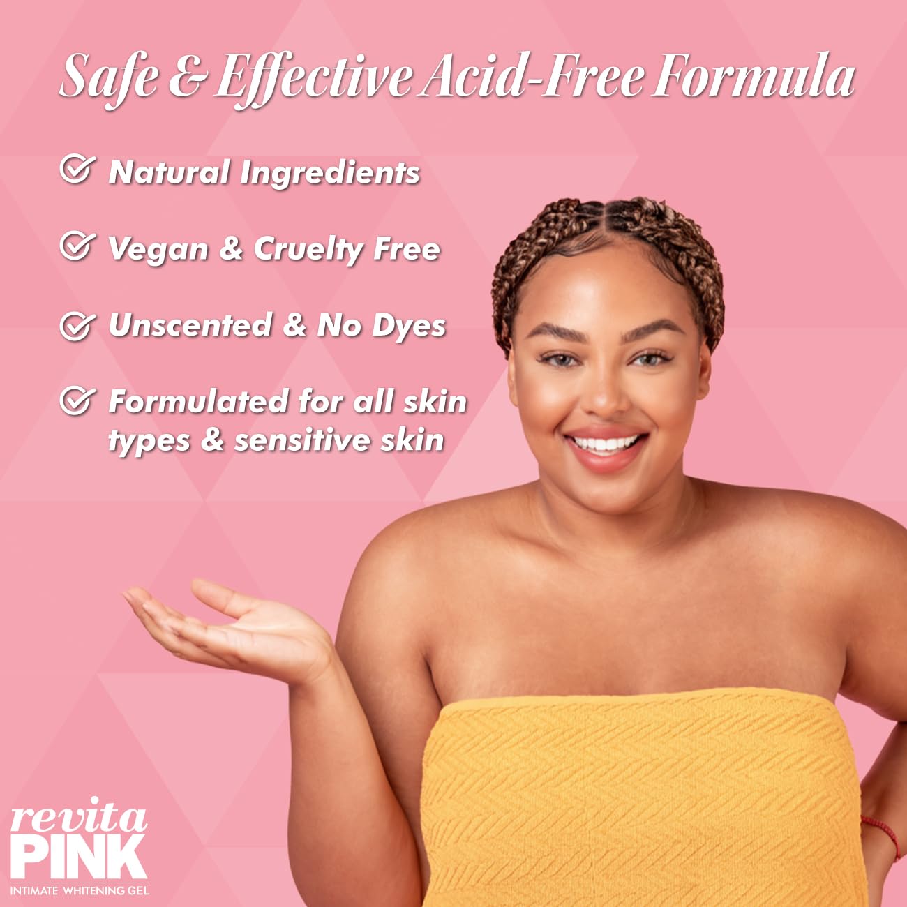 Revita PINK Intimate Area Brightening Gel | Skin Bleaching Cream for Intimate Areas, Underarm Whitening Cream, Armpit Whitening, Inner Thigh, Bikini Area, Dark Spot Remover Corrector, Skin Lightening