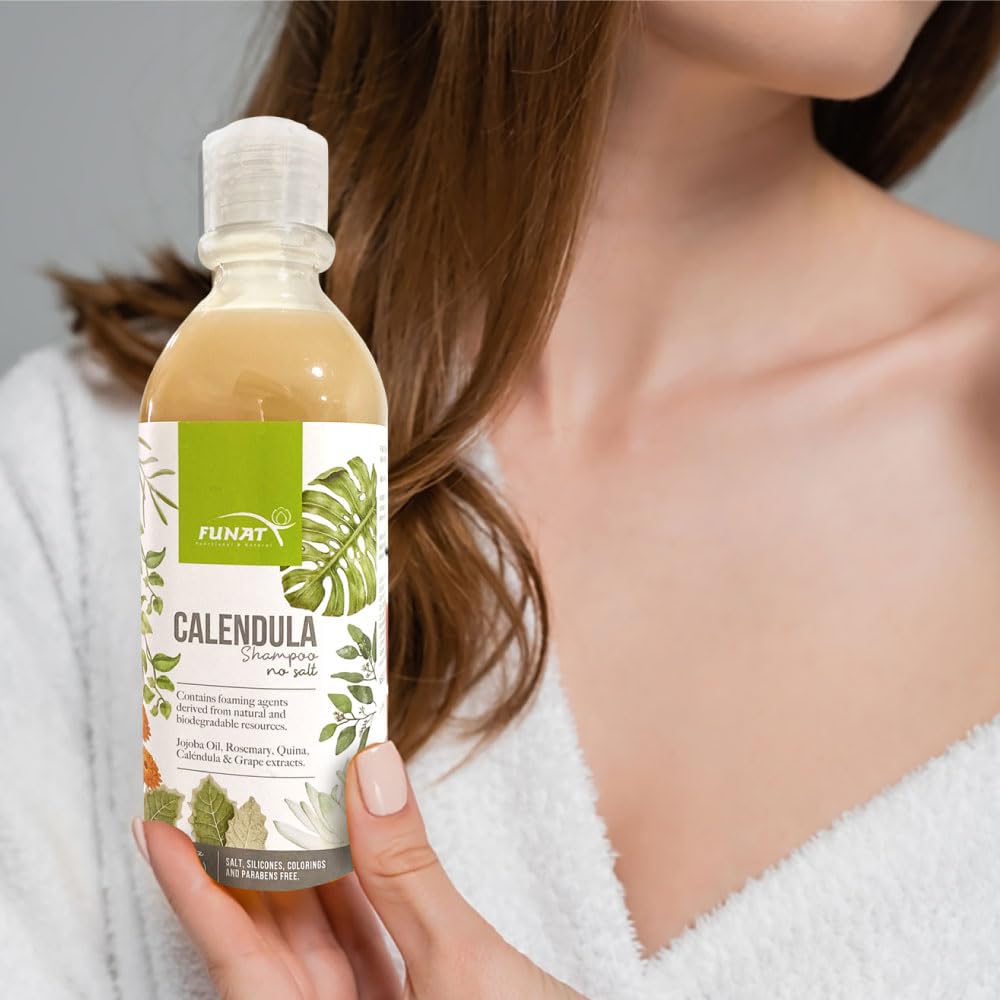 FULL OF NATURE FUNAT Natural Herbal Calendula Shampoo Hair Growth Sulfate Free Treatment Champu para la Crecimiento Cabello Productos Naturales 15 fl Oz
