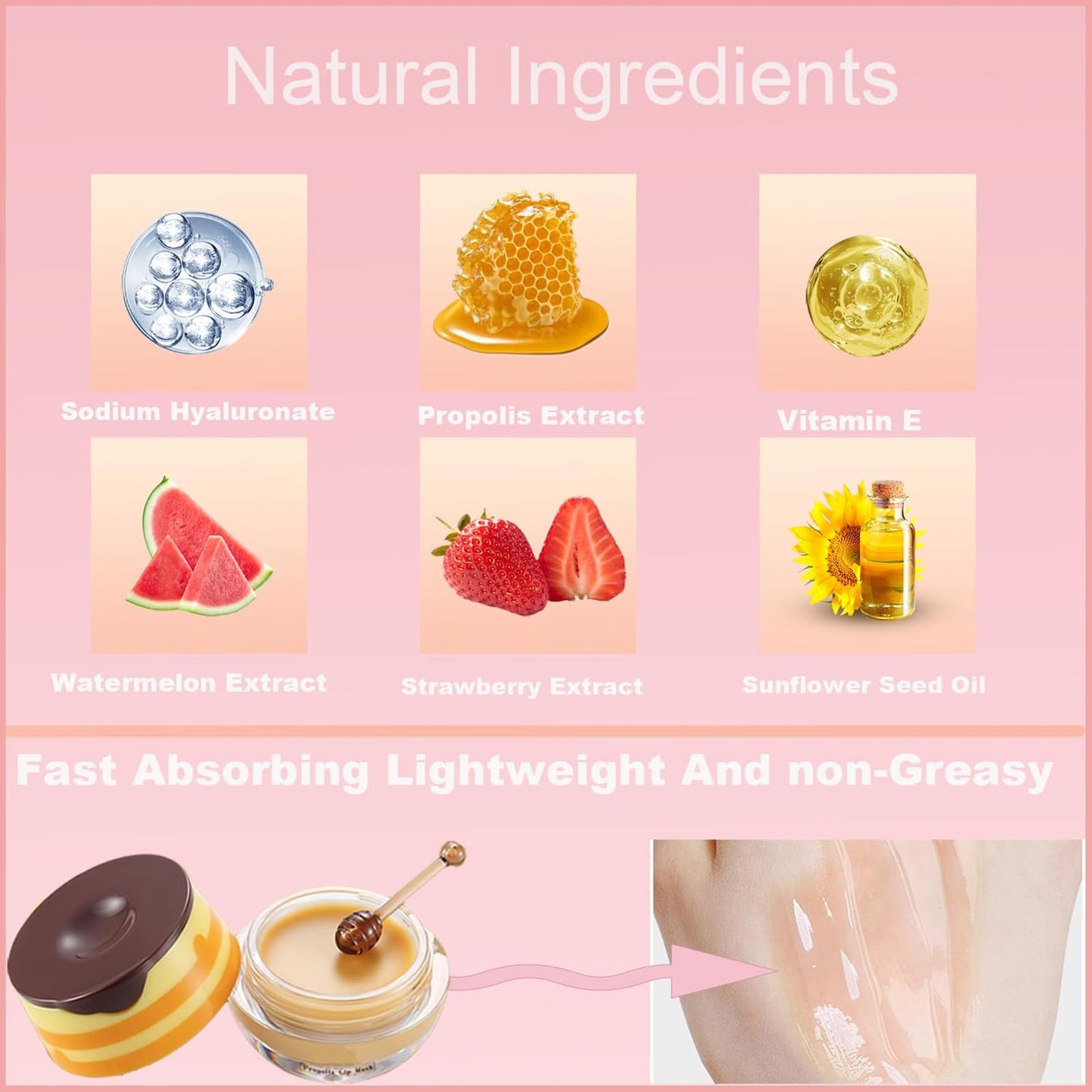 TIRDET 4 PCS Bee Lip Balm Honey Pot, Honey Strawberry Cherry Coconut Sleeping Lip Mask Overnight with Sticks, Exfoliating Prevention Dry and Crack Lip Scrubs