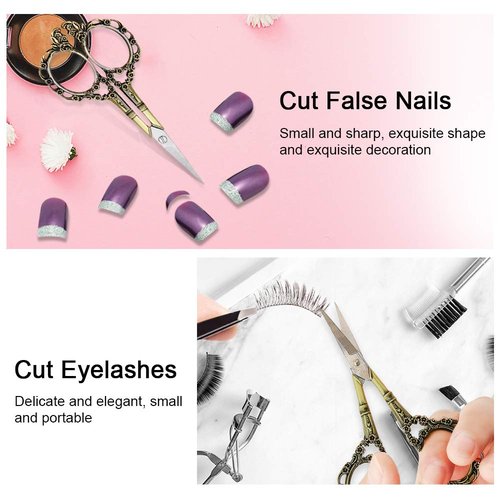 Professional Manicure Scissors, EBANKU Vintage Stainless Steel Cuticle Precision Beauty Grooming for Nail, Facial Hair, Eyebrow, Eyelash, Nose Hair (Gold)