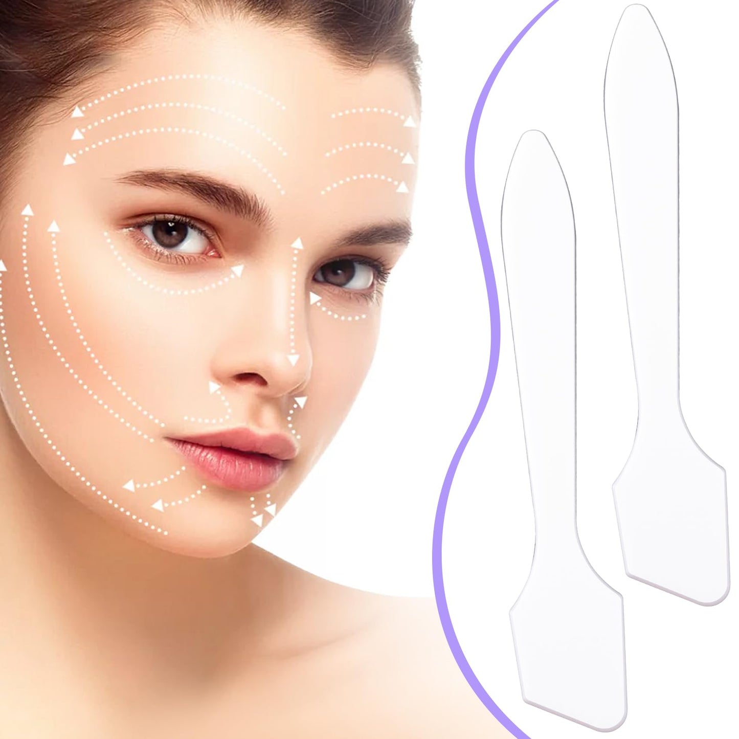 Pndeyo 100pcs Mini Plastic Makeup Spatula, Disposable Cosmetic Cream Spatulas Spoon, 3.2" Skincare Scoop Applicator Facial Massage Beauty Tools for Mixing and Sampling Face Eye Cream- White