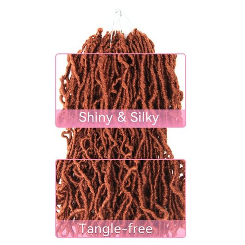 8 Inch Soft Locs Crochet Hair 6 Packs Short Straight Pre-looped New Faux Locs Crochet Hair, 350#(Ginger Red)