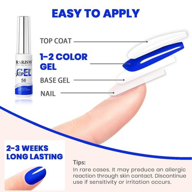 RARJSM Nail Art Gel Liner 12 Colors Painting Nail Gel Polish Set Red Yellow Blue Primary Color Collection Purple Glitter Silver Champagne Gold Drawing Gel Nail Polishes Nail Design