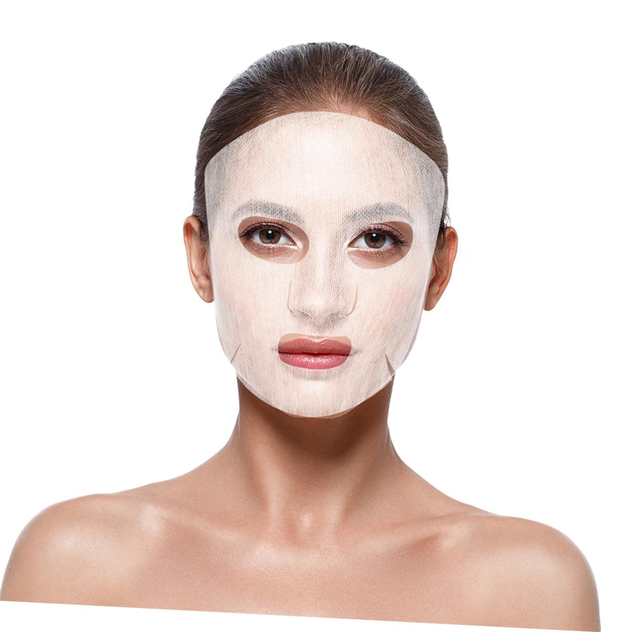 Beaupretty 100Pcs Diy Facial Mask Sheets Soft Breathable Facial Gauze for Home Spa Skincare Moisturizing Sheet Masks with Precut Eye Nose Mouth Openings