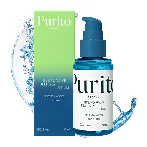 PURITO Hydro Wave Deep Sea Serum, 60 mL / 2.02 fl. oz., Hydrating Face Serum, Lightweight & Non-Greasy, Skin Moisture Boost, Korean Skincare, For Sensitive Skin, Hyaluronic Acid & Deep Sea Water
