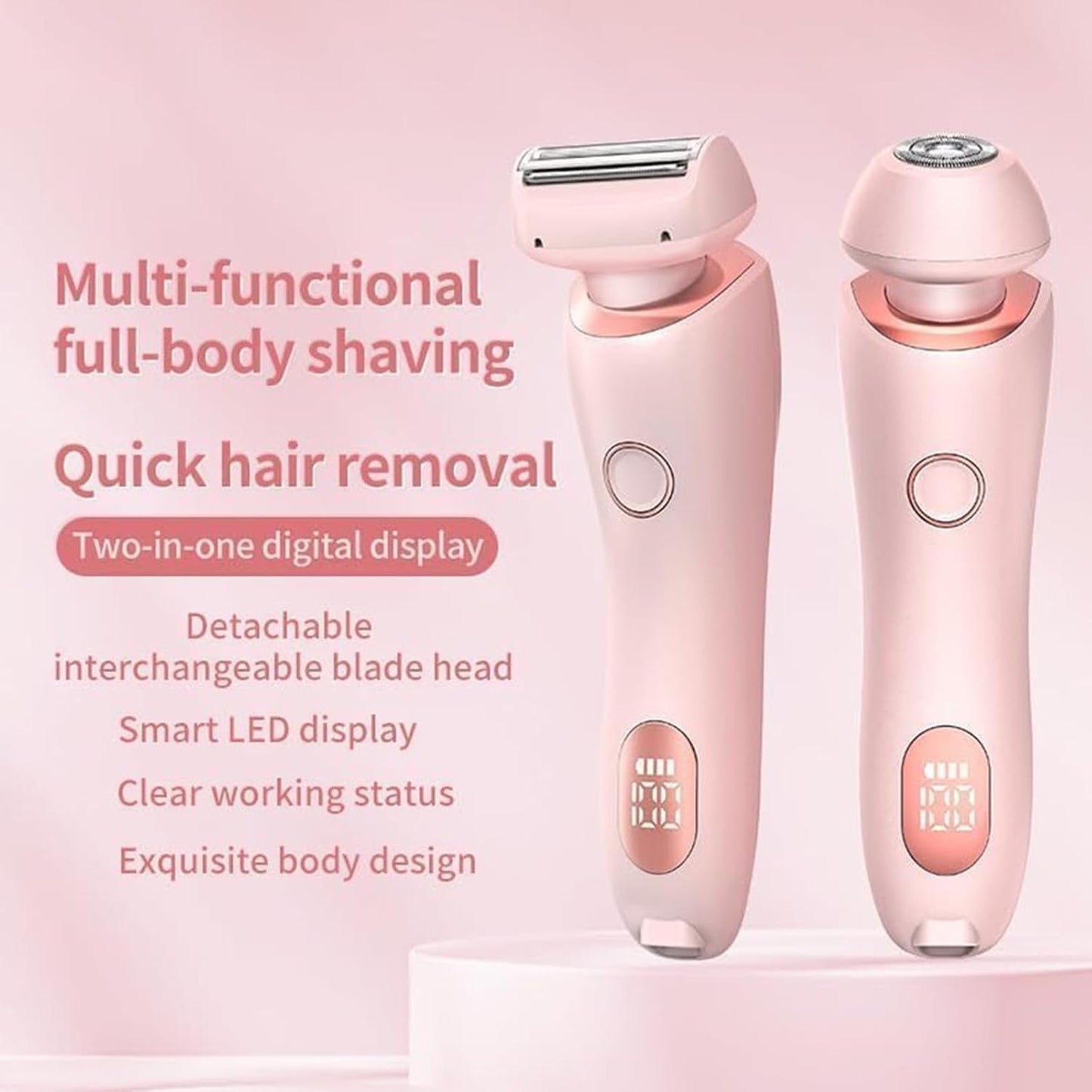 The Glide Pro 3.0 Razor, Razor for Women, 2 in 1 Wet & Dry Electric Waterproof Razor, Painless Hair Removal Removable Head for Bikini Leg Arm Underarm Area (Blue)