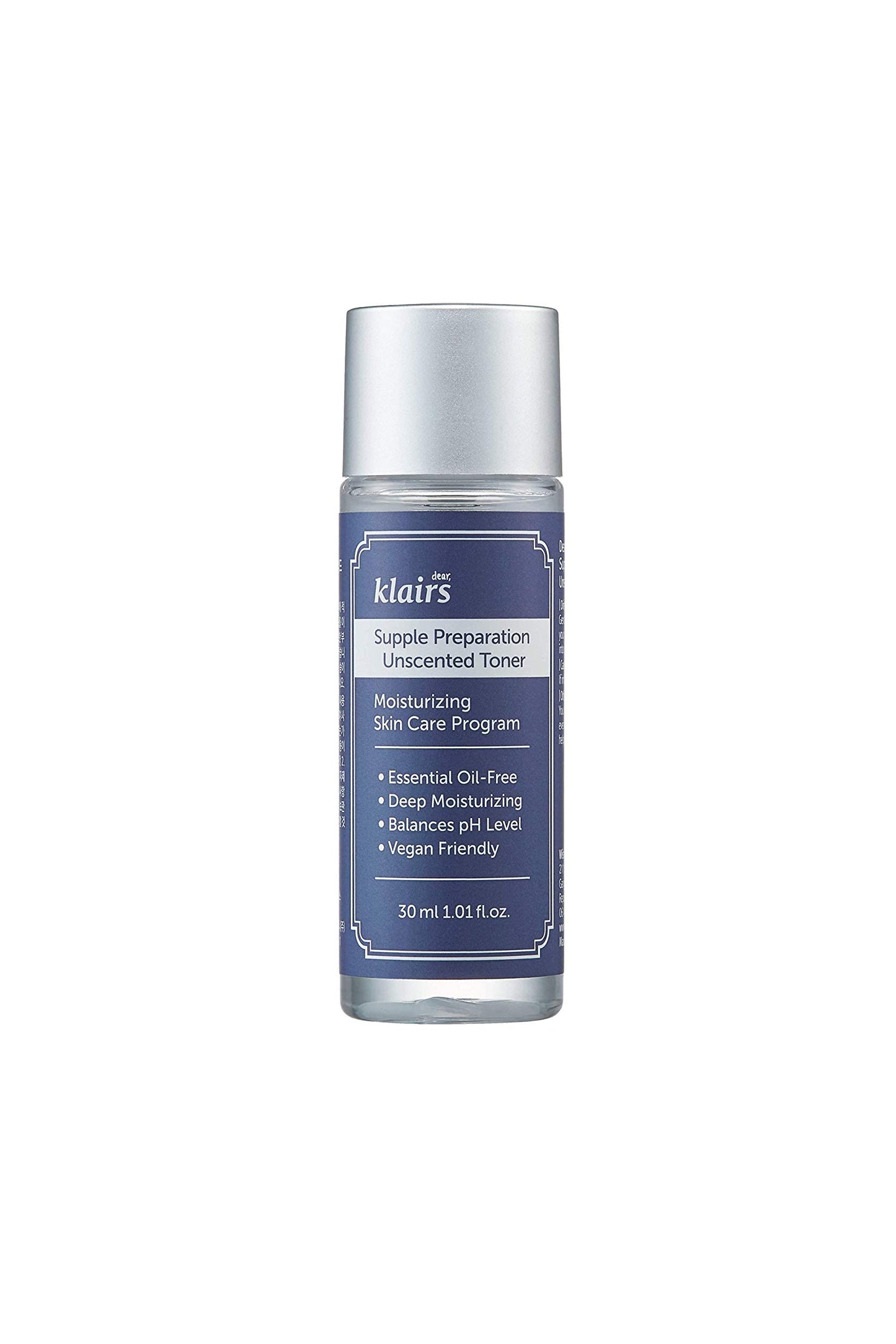 DearKlairs Unscented Toner Korean Soothing Hydrating Toner, 1.01 Fl Oz