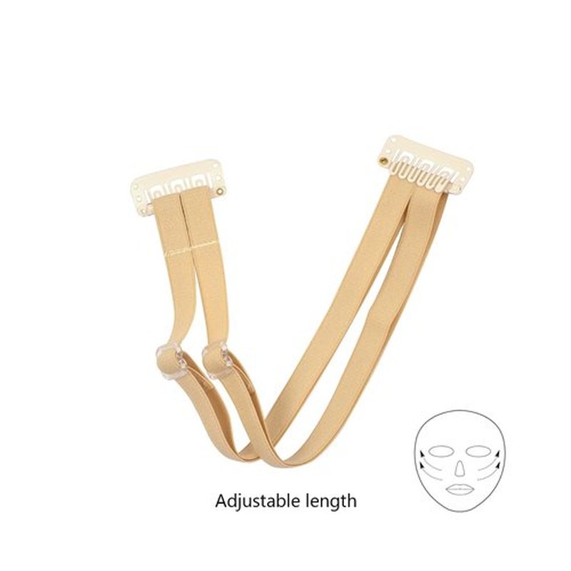 YTBYT 4 Pcs Facelift Bands with Clips Invisible Face Stretching Lifting Strap Adjustable Elastic Band Face Slimming Band (24cm Blonde Double Bands)