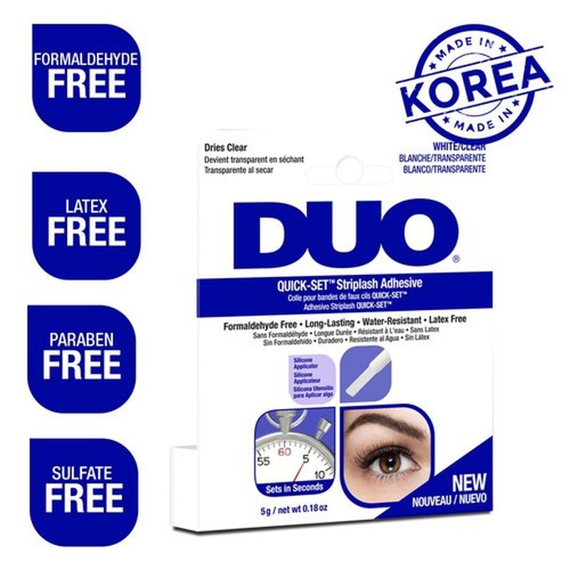 DUO Quick-Set Strip Lash Adhesive - White/Clear, Latex-Free, Water-Resistant, Long-Lasting, Lash Glue, 0.18 oz, 2-Pack
