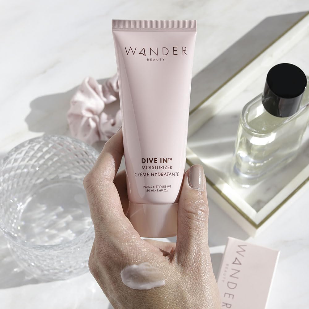8-in-1 Hydrating Face Moisturizer - Wander Beauty Dive In Gel for 72h Hydration, Plump & Brighten Skin with 13 Fruits & 4 Flower Extracts - 1.69 oz