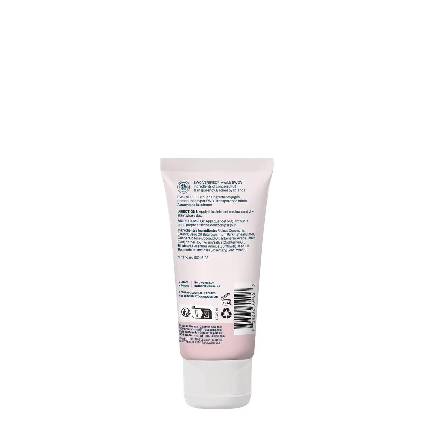ATTITUDE Protective Body Ointment, Plant and Mineral-Based Ingredients, Vegan and Cruelty-free Personal Care Products for Sensitive Skin, Unscented, 2.5 Fl Oz