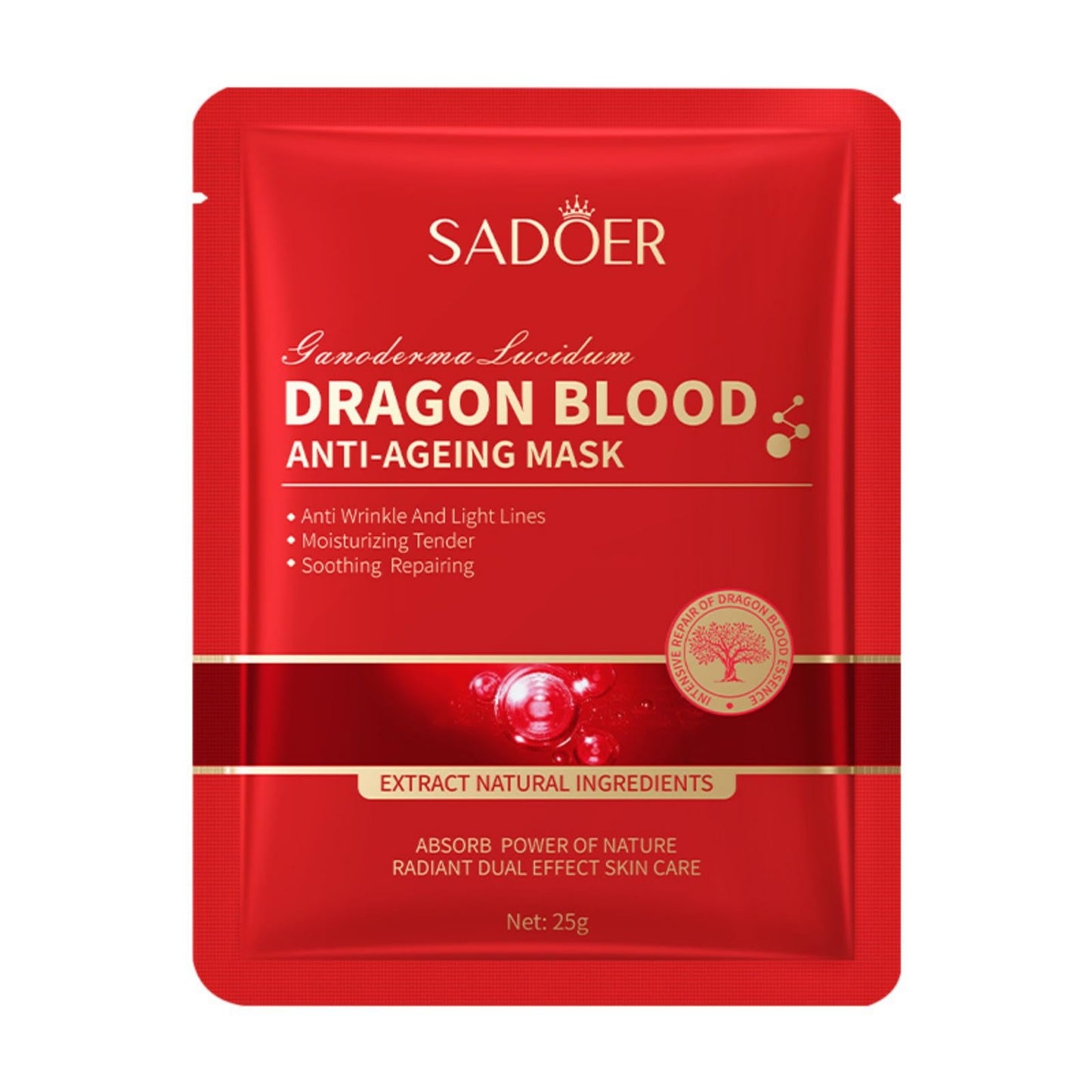 suckoo For SADOER Ganoderma Lucidum Dragon's Blood Ceramides Facial Masks,Deep Moisturizing Face Mask,Face Mask Patches,Brighten Complexion 25mlx10pcs