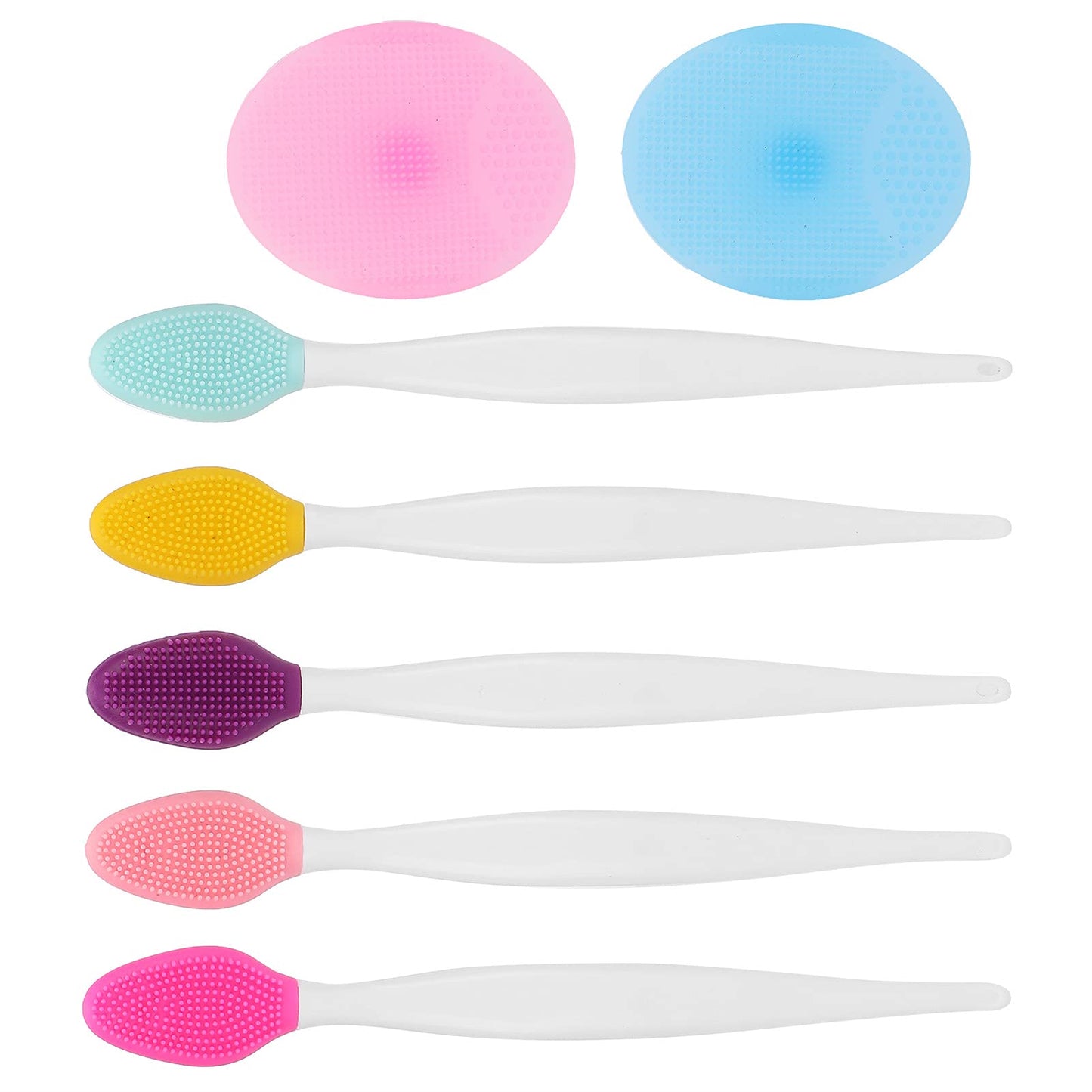 Silicone Facial Cleansing Brush Set, Deep Pore Face Scrubber for Blackhead Removal & Oil Control, Portable Exfoliating Silicone Face Brush Kit with 5 Nose Brushes and 2 Facial Brushes