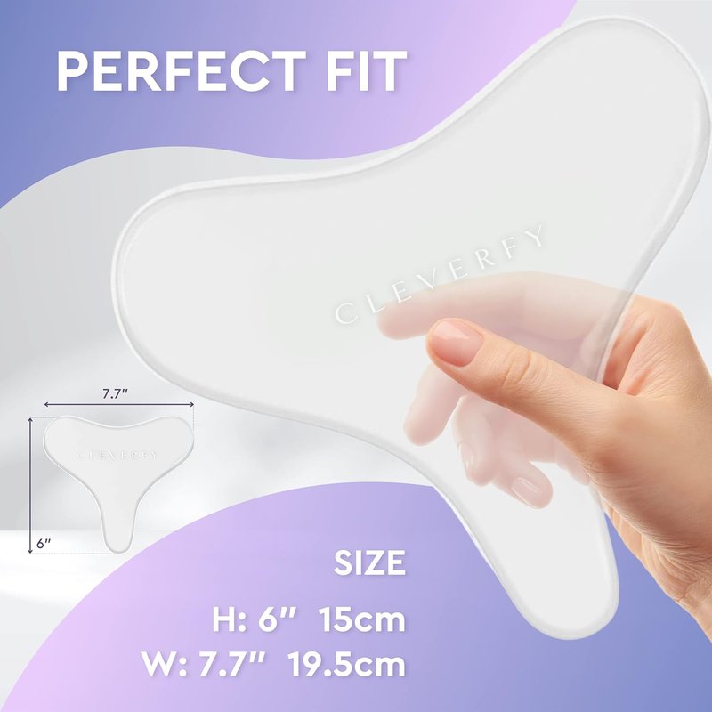 CLEVERFY Silicone Chest Wrinkle Pads - T-Shape Décolleté Treatment, 3 x 6 Inches