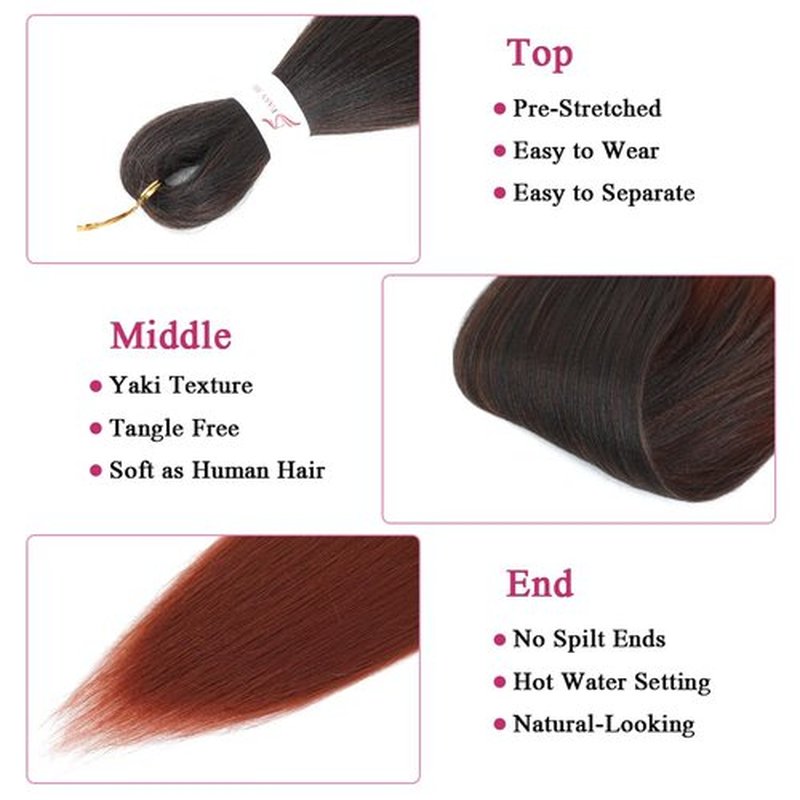 Ombre Braiding Hair Extensions 26 Inch 3 Packs Pre Stretched Braiding Hair Professional Itch Free Synthetic Hair Extensions for Braiding(26"1B/350)