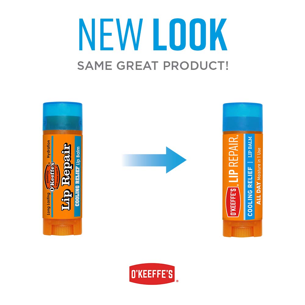 O'Keeffe's Cooling Relief Lip Repair Lip Balm for Dry, Cracked Lips, Stick, (Pack of 7)