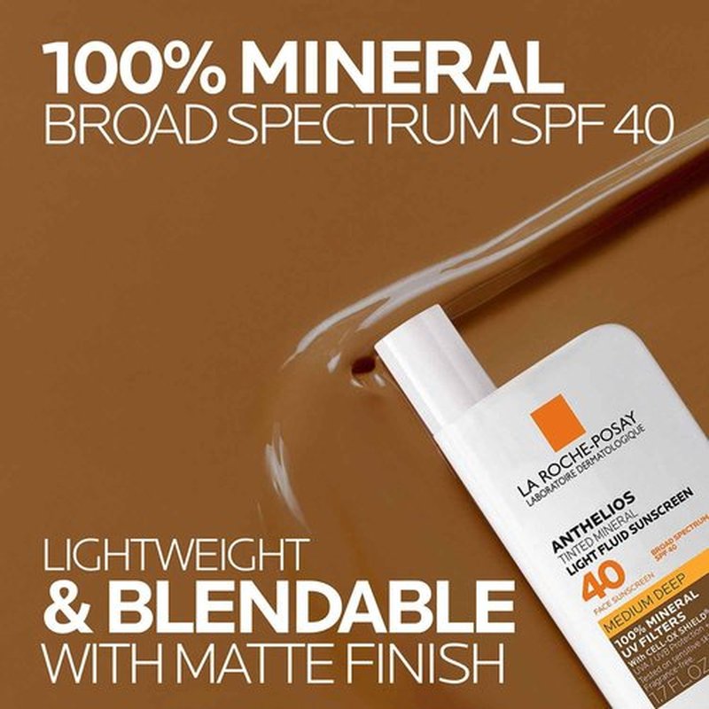 La Roche-Posay Anthelios Tinted Sunscreen SPF 40 | Broad Spectrum SPF + Antioxidants | Titanium Dioxide & Zinc Oxide Sunscreen | 3 New Flexible Shades With No White Cast | Oil Free & Oxybenzone Free