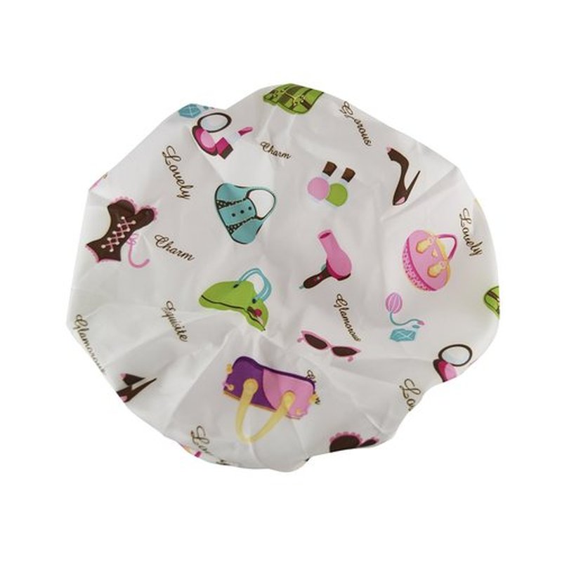 Reusable Shower Cap & Bath Cap, Lined, Oversized Waterproof Shower Caps Large Designed for all Hair Lengths with Lining & Elastic Band Stretch Hem Hair Hat - Fashionista Diva (Pack of 2)