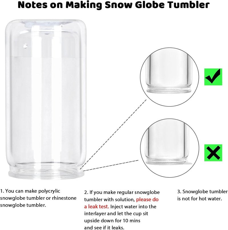 Snow Globe Tumbler - 16 Oz Double Wall Plastic Can with Lid & Straw | 8 Pack for DIY Glitter Gifts